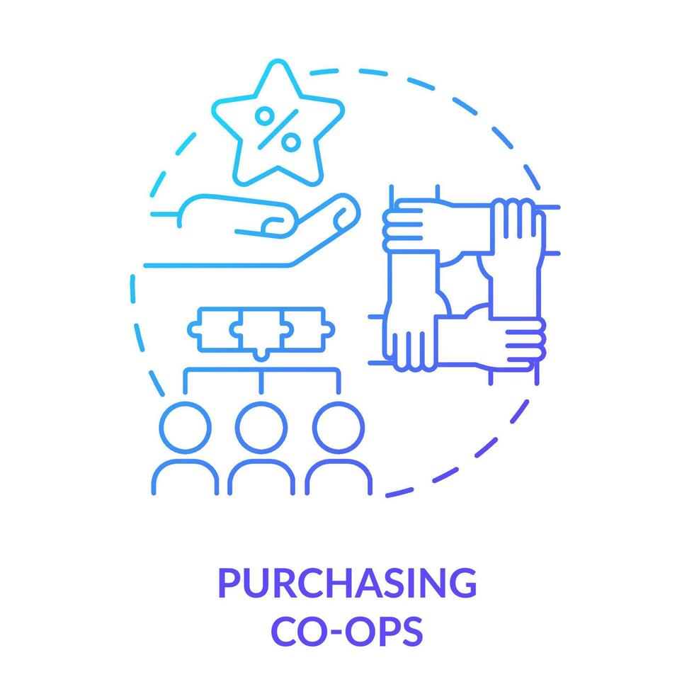 Purchasing co-ops blue gradient concept icon. Providing better products and lower prices abstract idea thin line illustration. Collective unit. Isolated outline drawing. vector