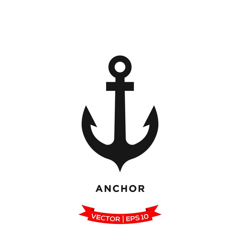 plantilla de logotipo de vector de icono de ancla en diseño plano de moda
