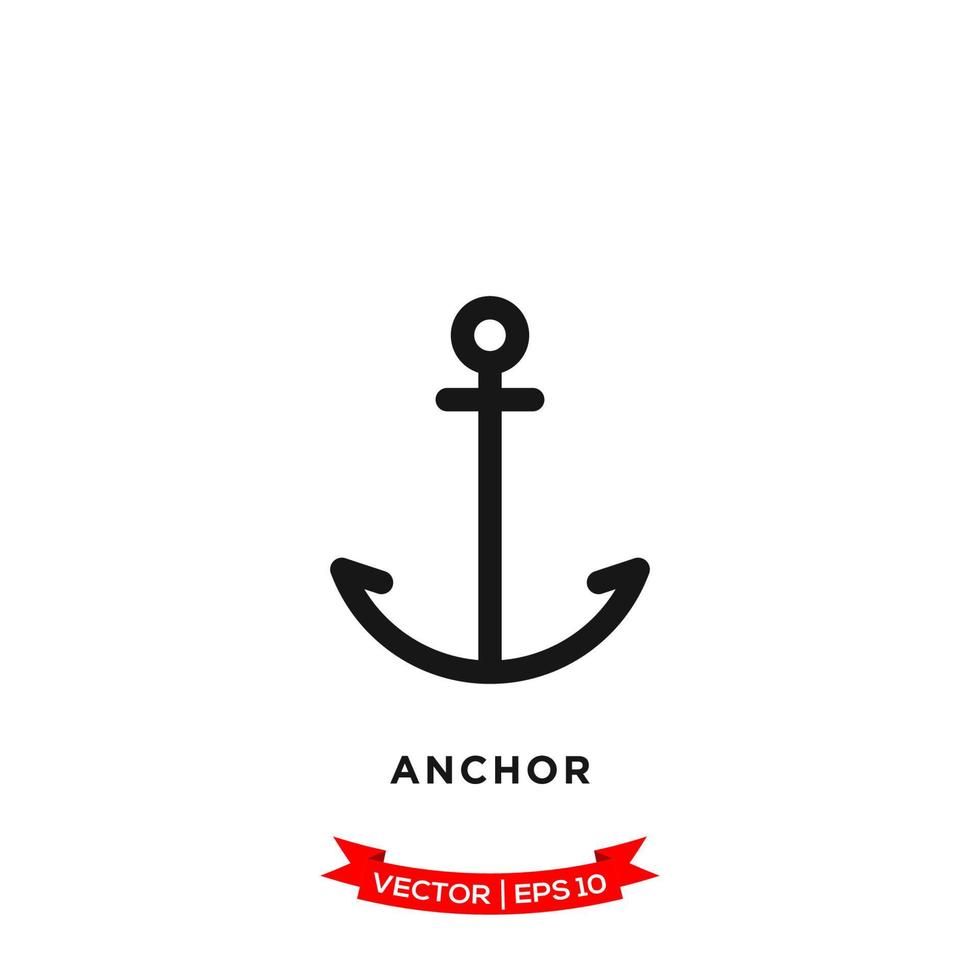 plantilla de logotipo de vector de icono de ancla en diseño plano de moda