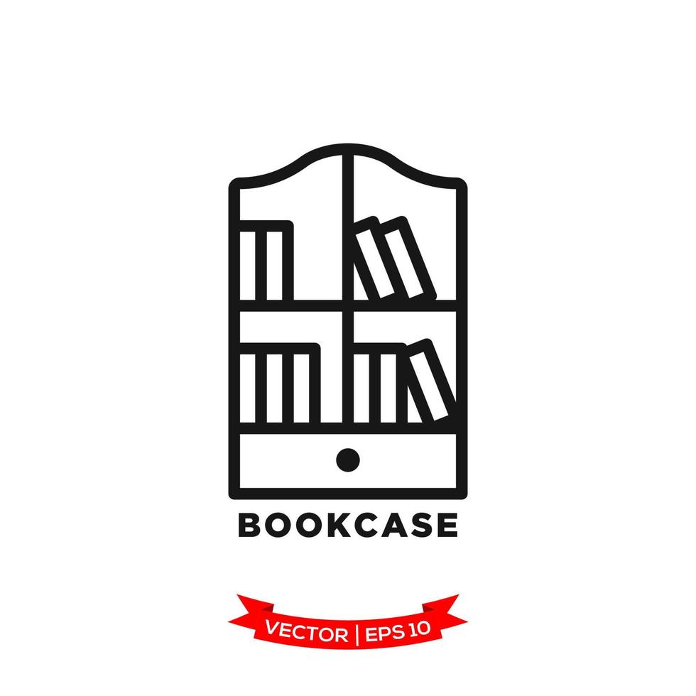 bookcase icon, bookshelf icon in trendy flat design vector