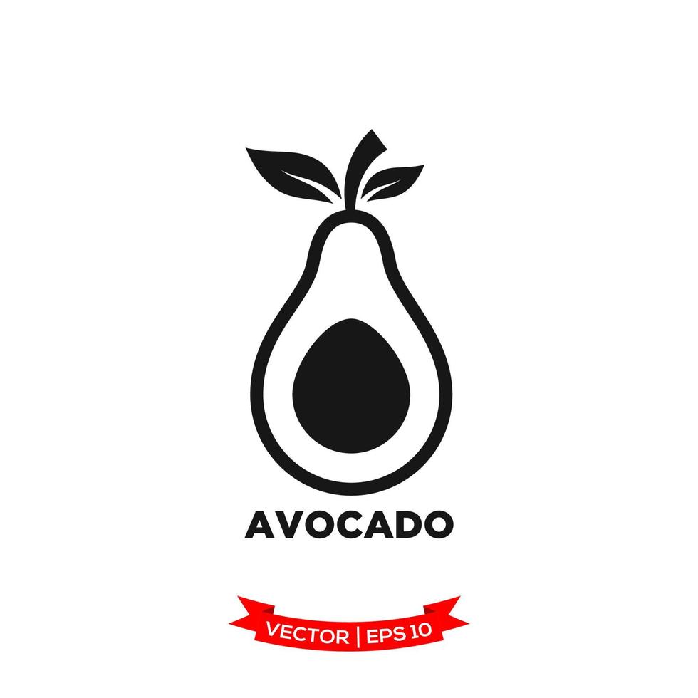 avocado illustration icon vector logo template in treny flat design