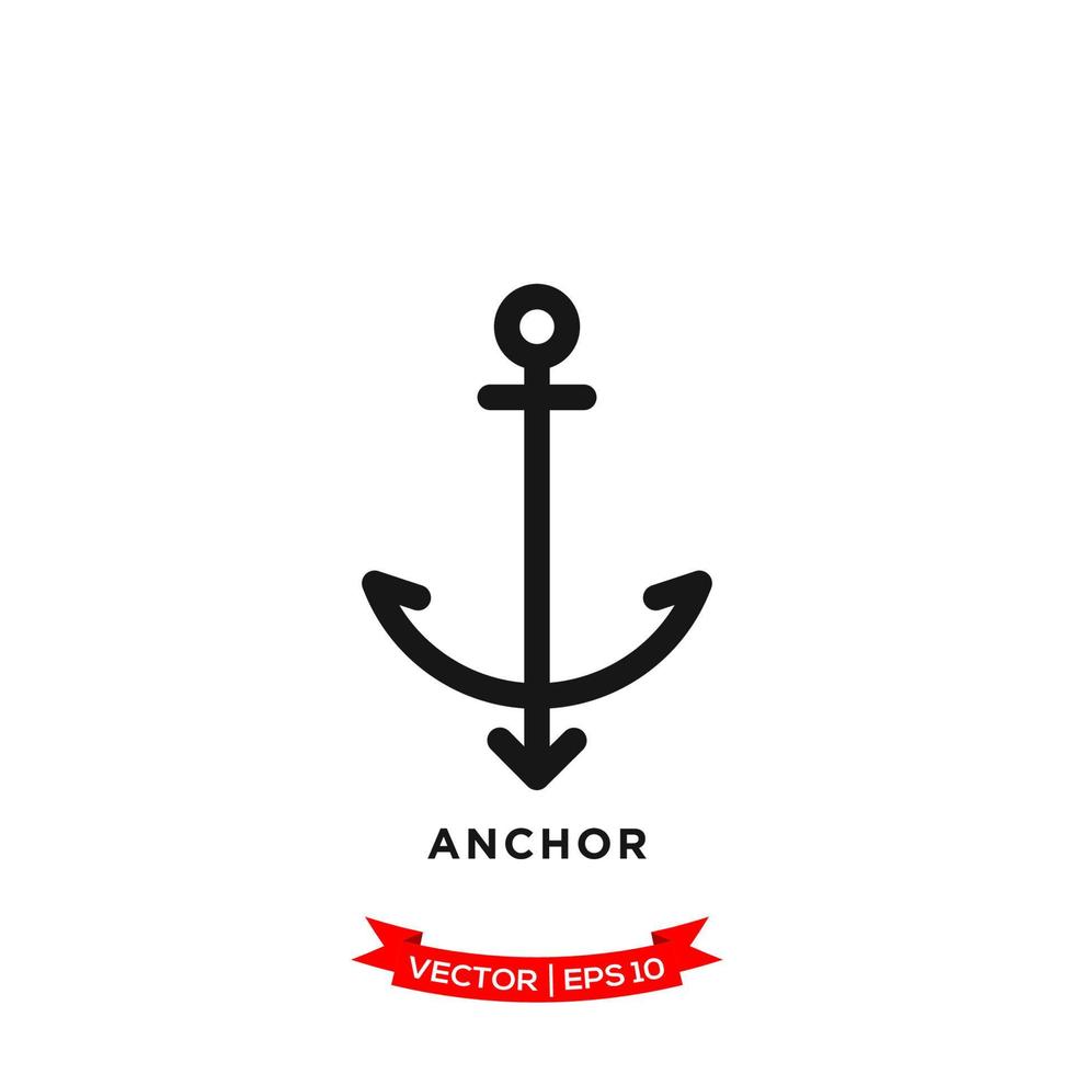 plantilla de logotipo de vector de icono de ancla en diseño plano de moda