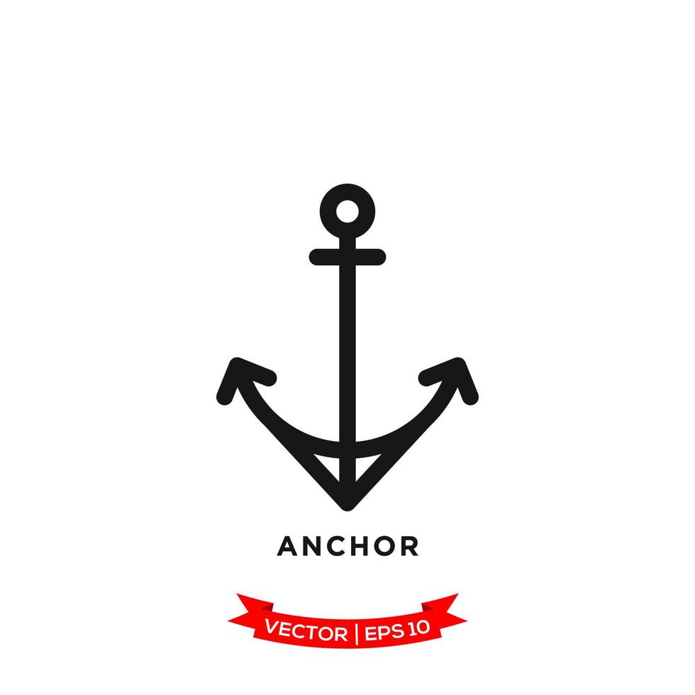 plantilla de logotipo de vector de icono de ancla en diseño plano de moda