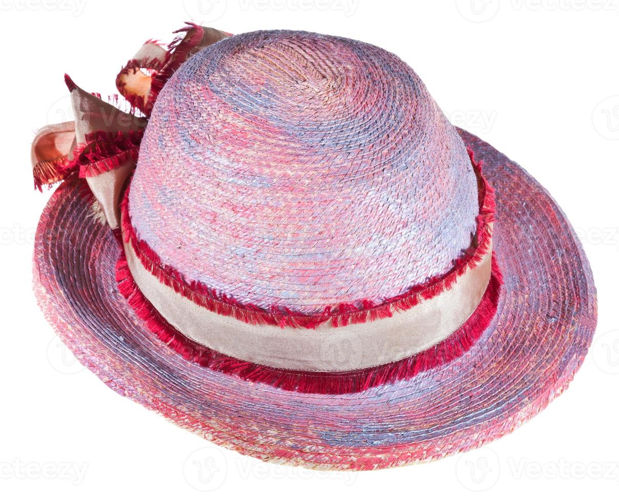 painted woman summer straw hat photo