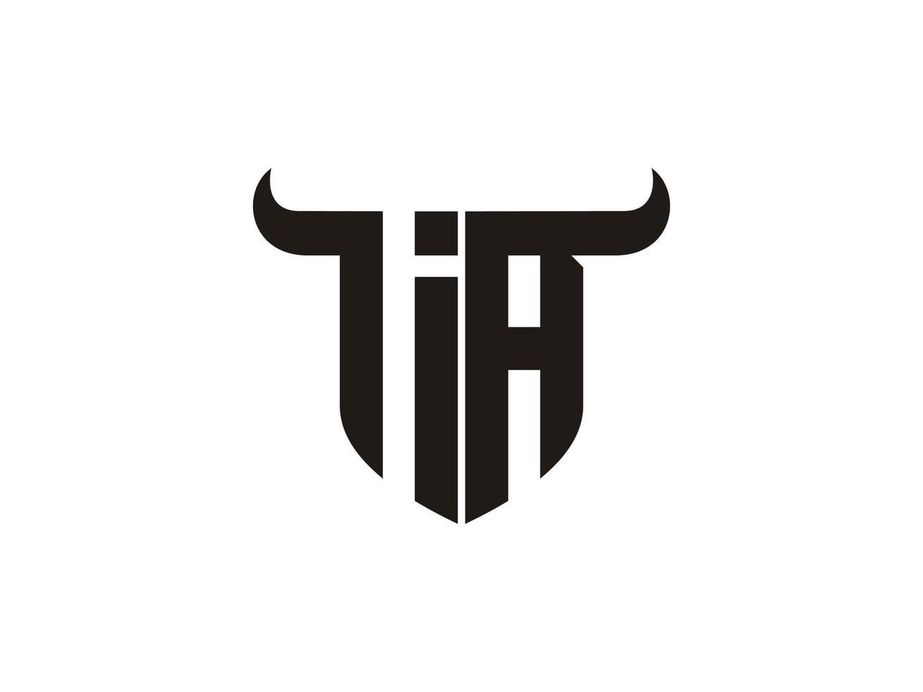 Initial IA Bull Logo Design. vector