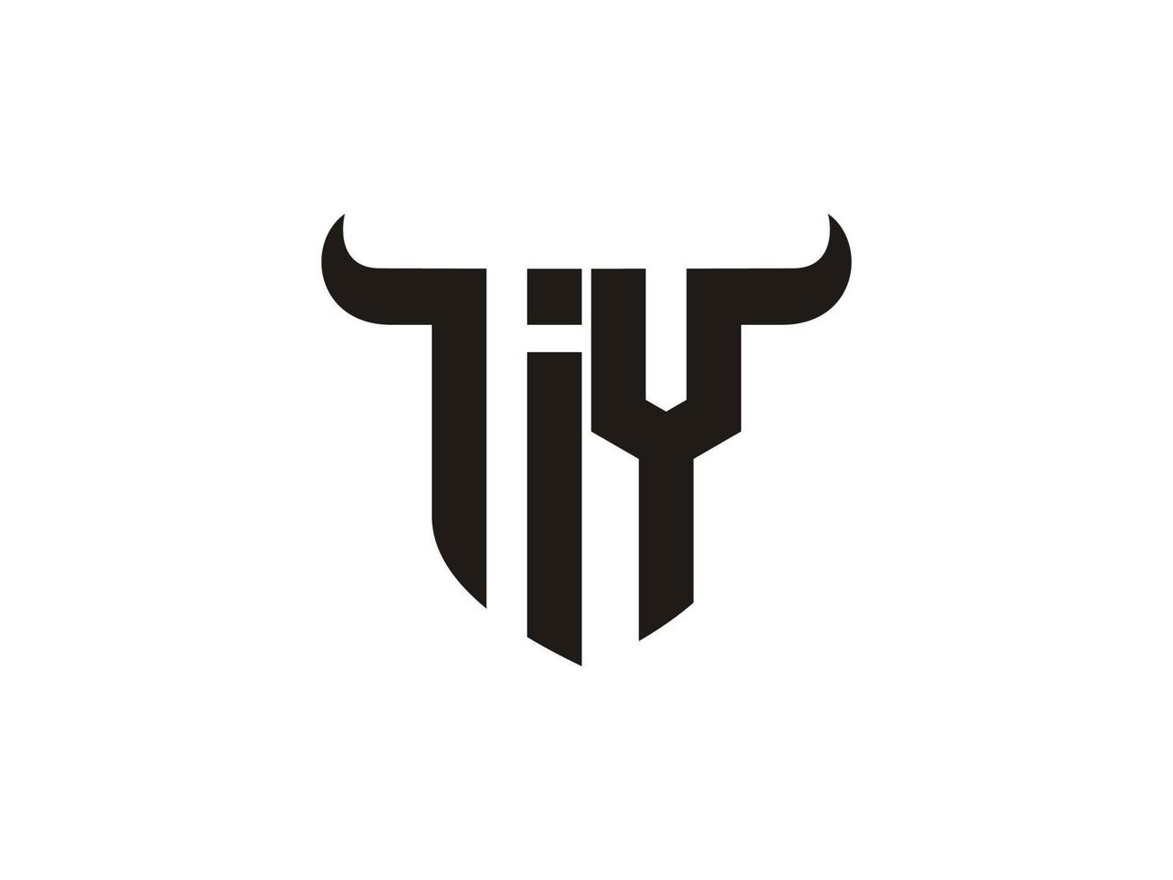 Initial IY Bull Logo Design. vector