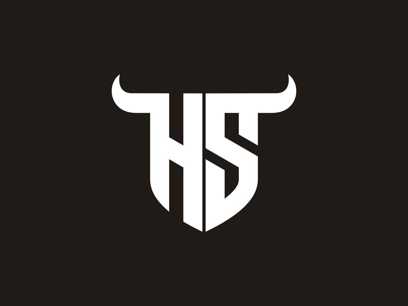 Initial HS Bull Logo Design. vector