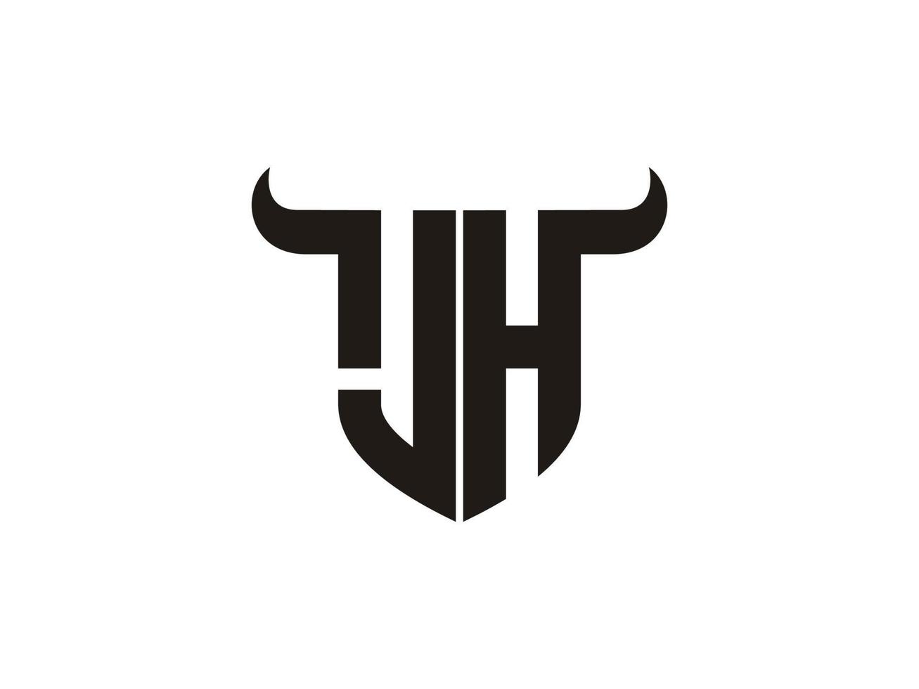 Initial JH Bull Logo Design. vector