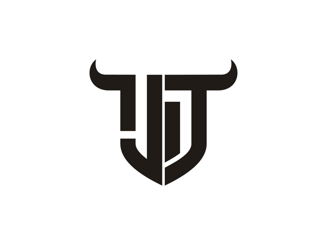 Initial JT Bull Logo Design. vector