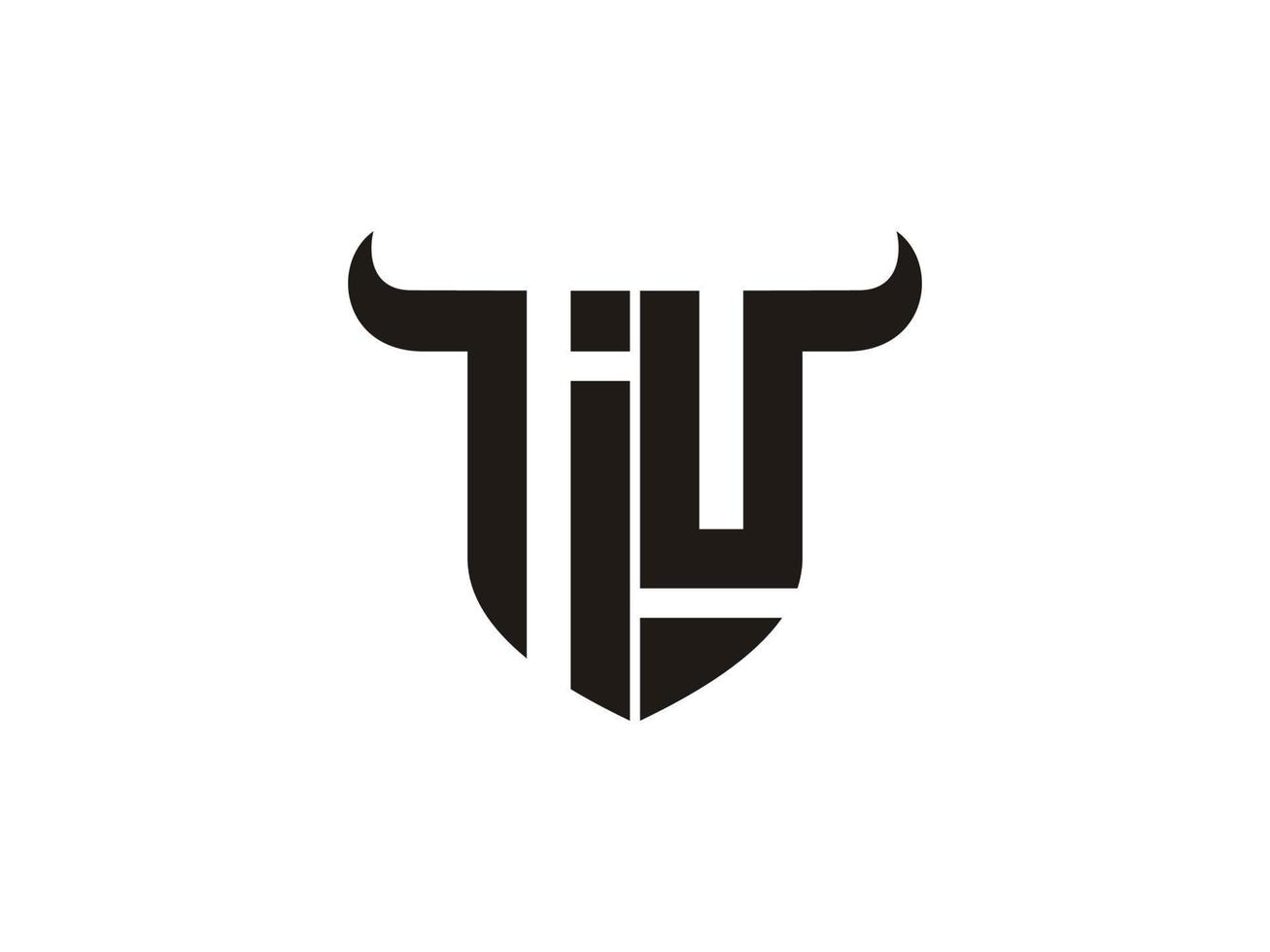 Initial IU Bull Logo Design. vector