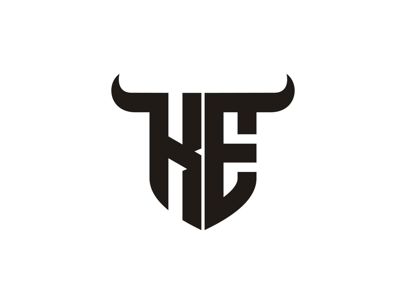 Initial KE Bull Logo Design. vector