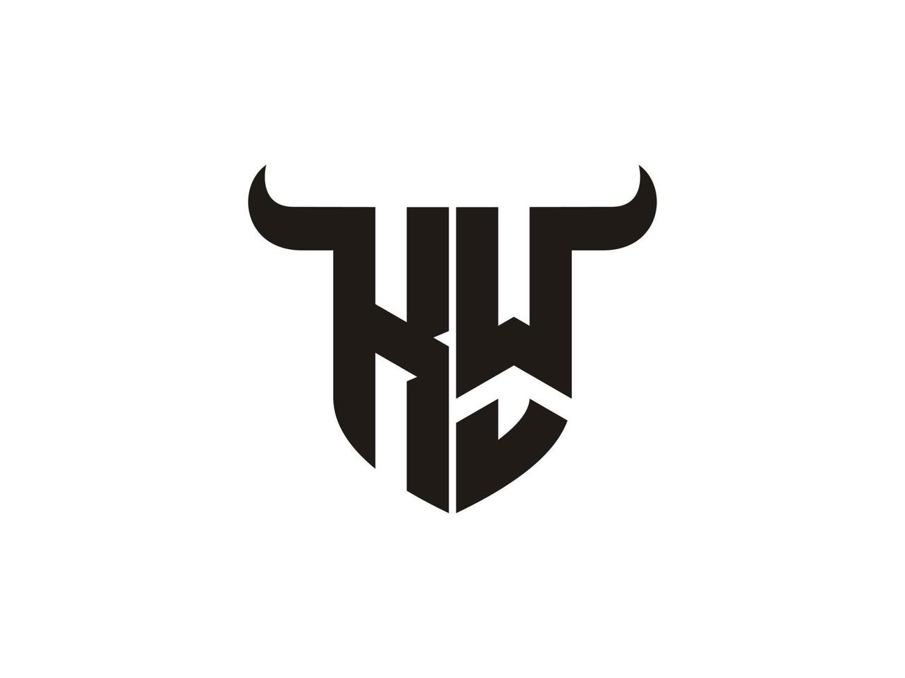 Initial KW Bull Logo Design. vector