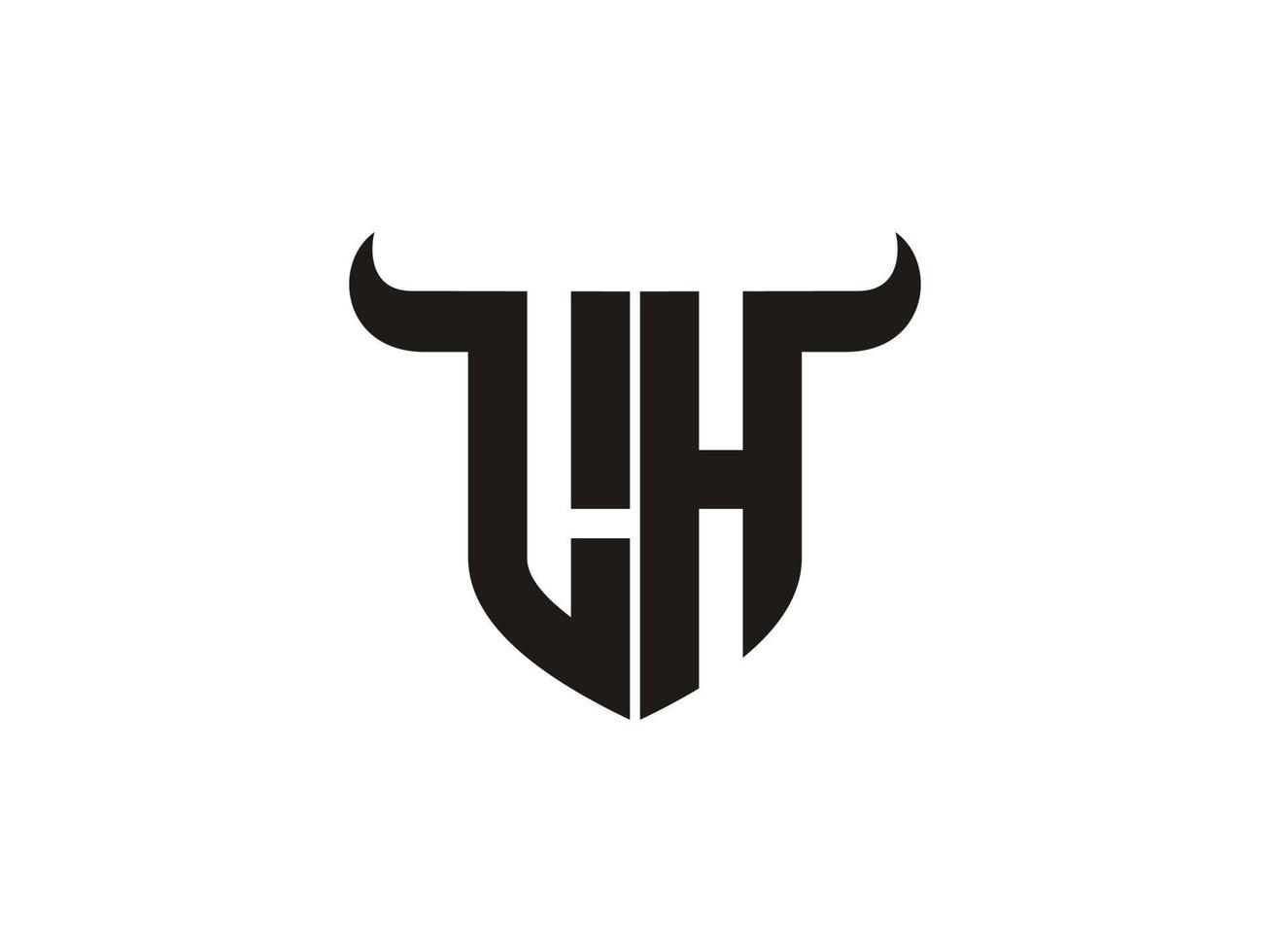 Initial LH Bull Logo Design. vector