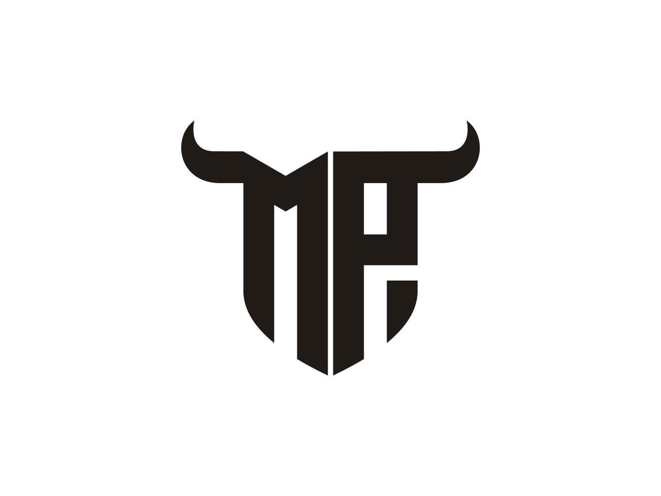Initial MP Bull Logo Design. vector