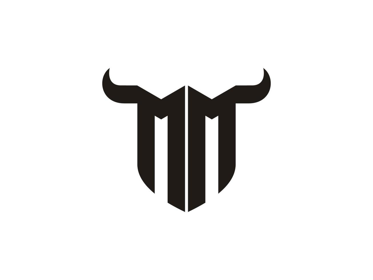 Initial MM Bull Logo Design. vector