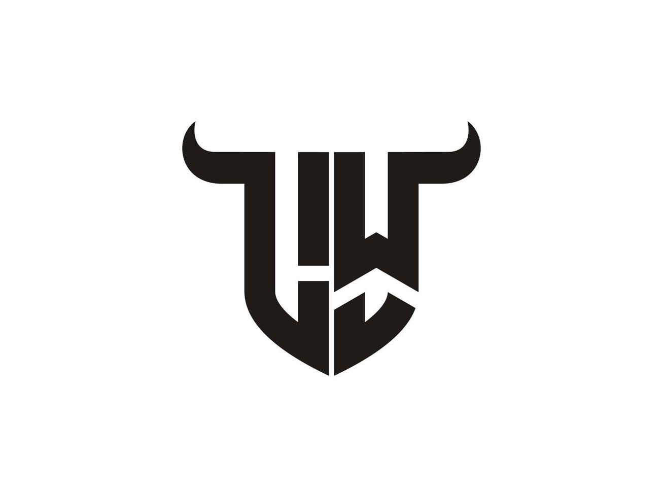 Initial LW Bull Logo Design. vector