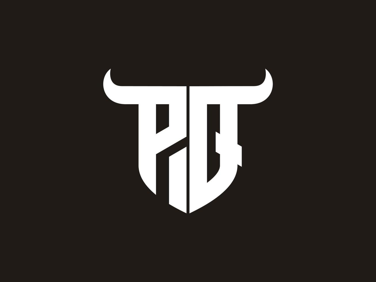 Initial PQ Bull Logo Design. vector
