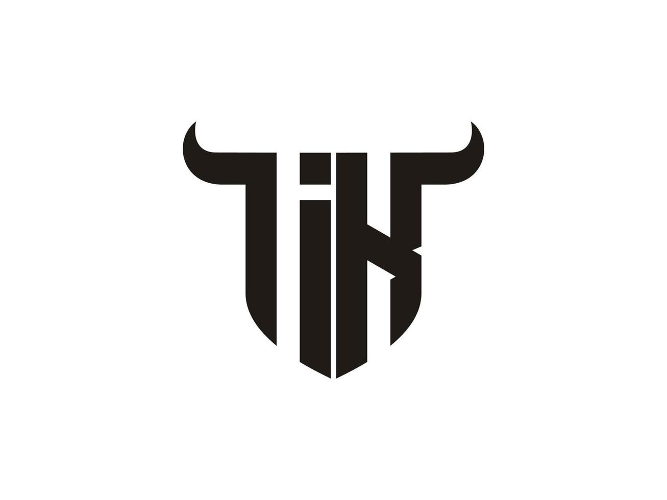 Initial IK Bull Logo Design. vector