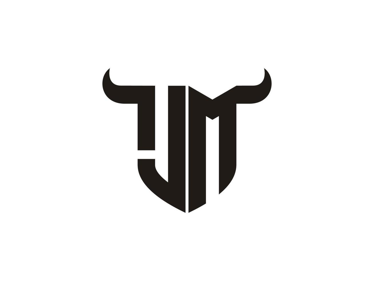 Initial JM Bull Logo Design. vector