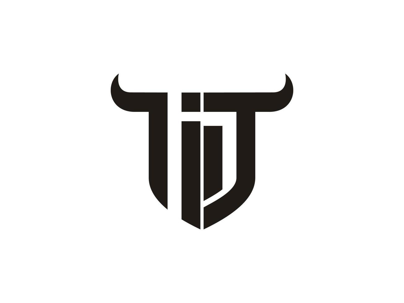 Initial IT Bull Logo Design. vector