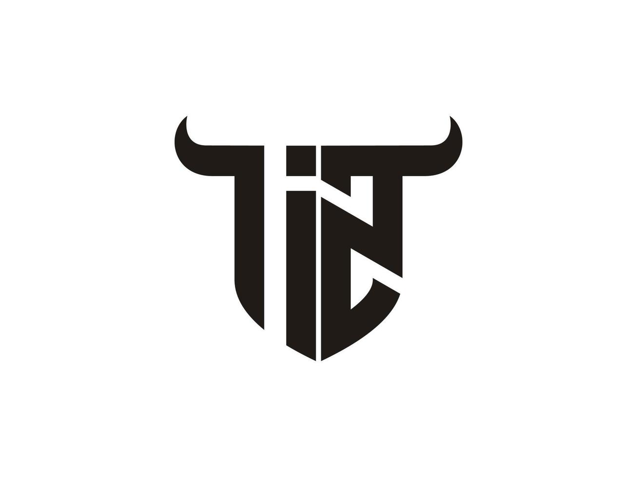 Initial IZ Bull Logo Design. vector