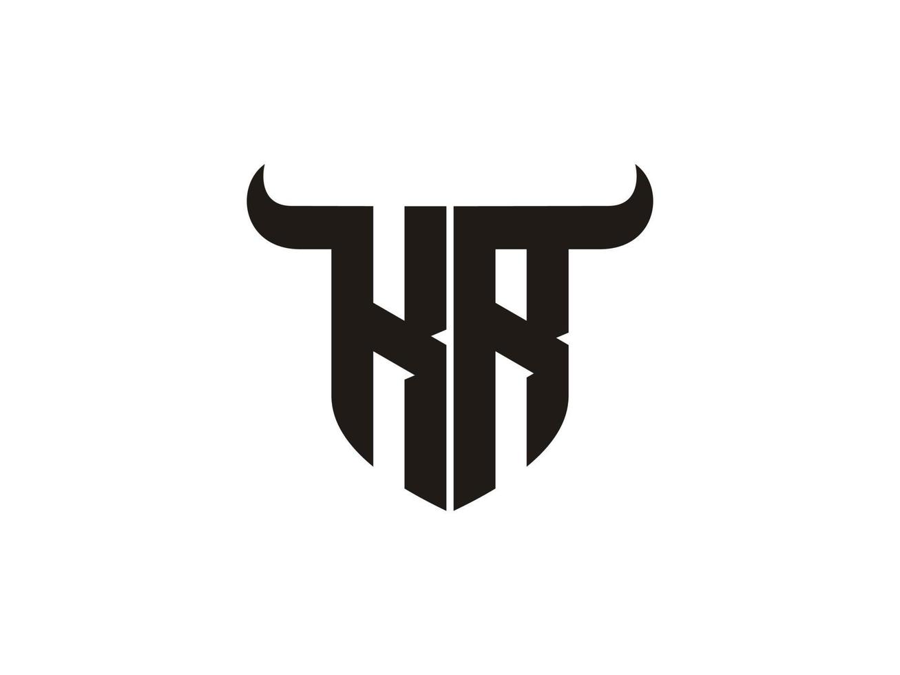 Initial KR Bull Logo Design. vector