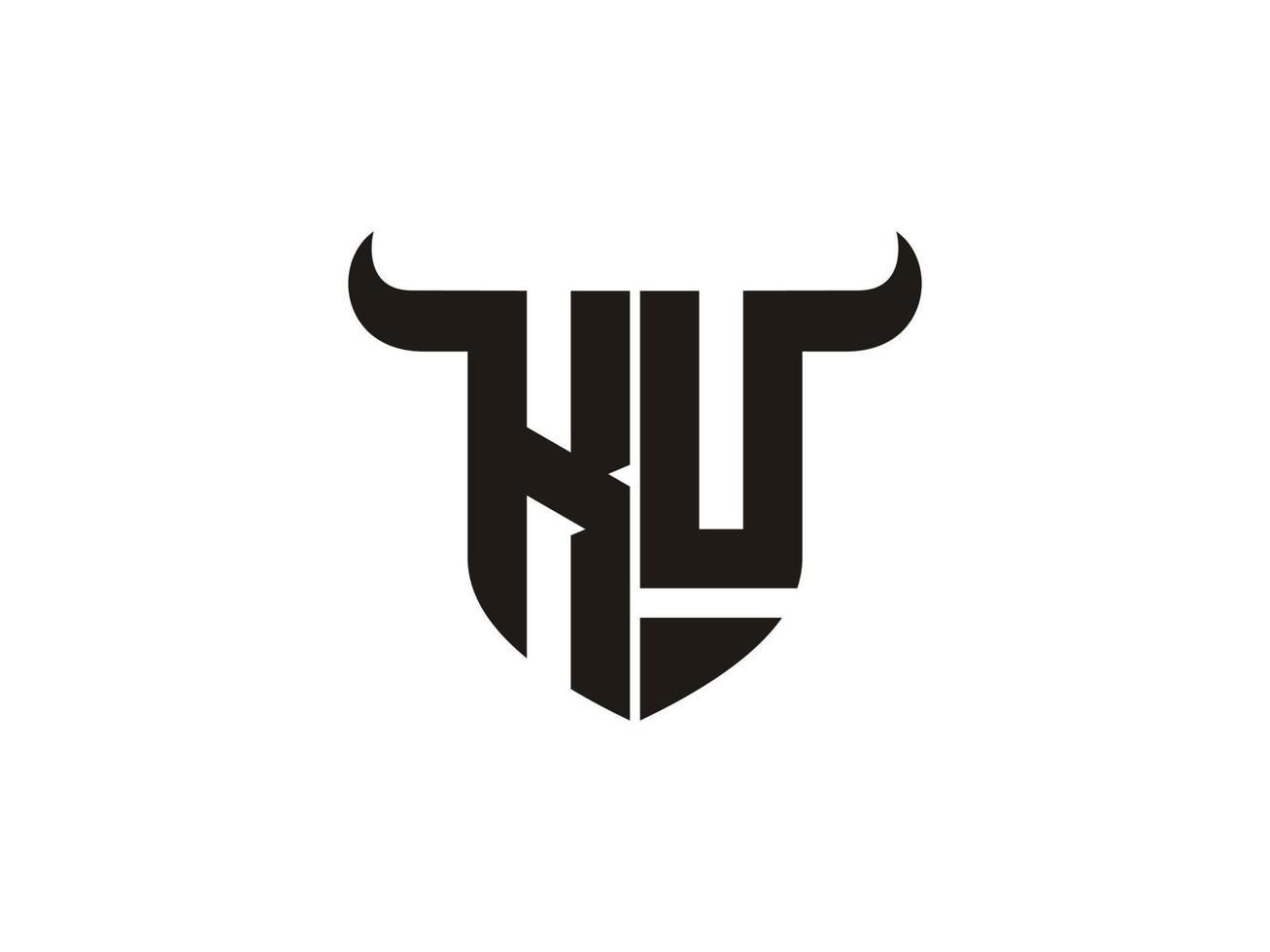 Initial KU Bull Logo Design. vector