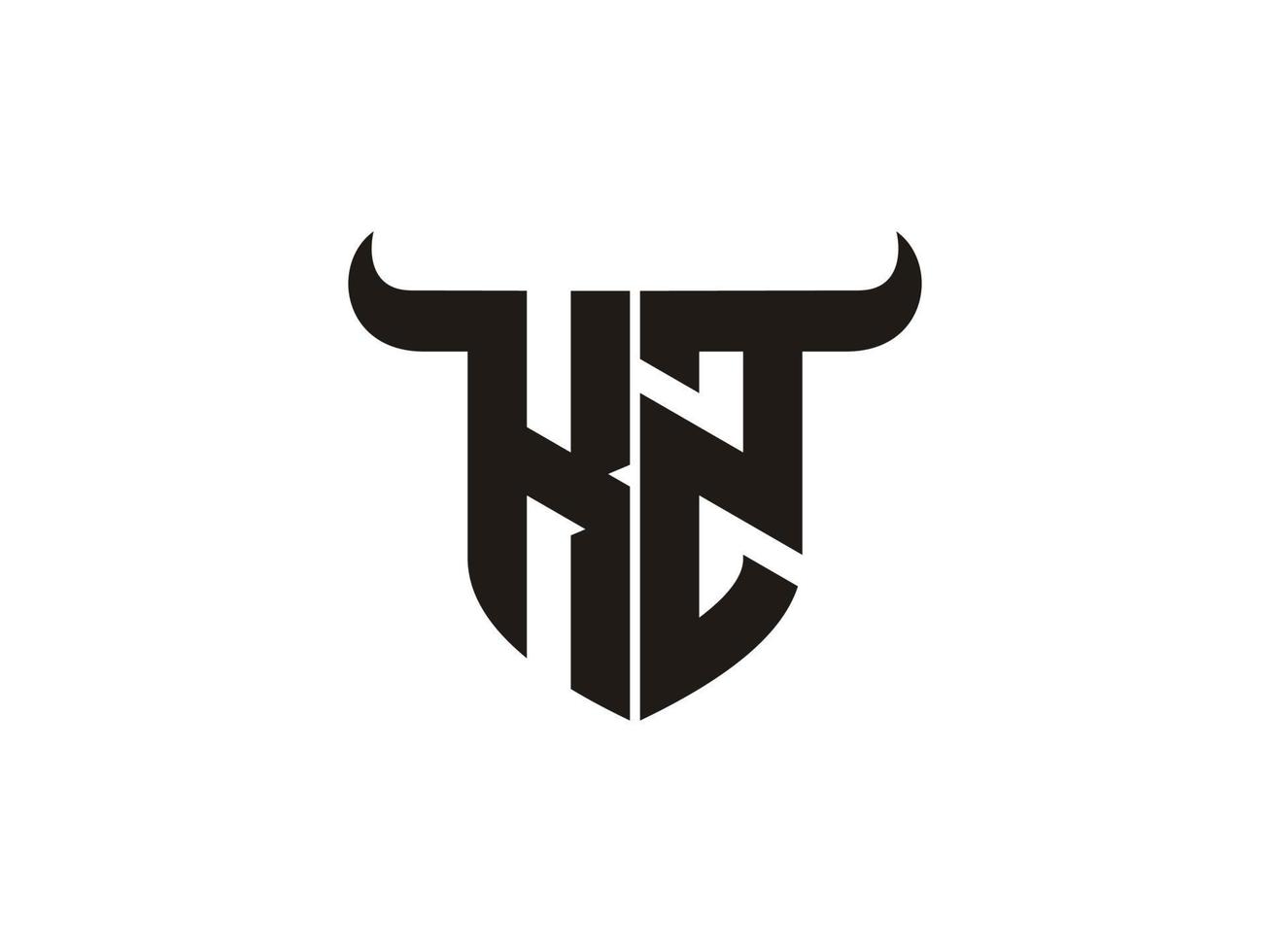 Initial KZ Bull Logo Design. vector