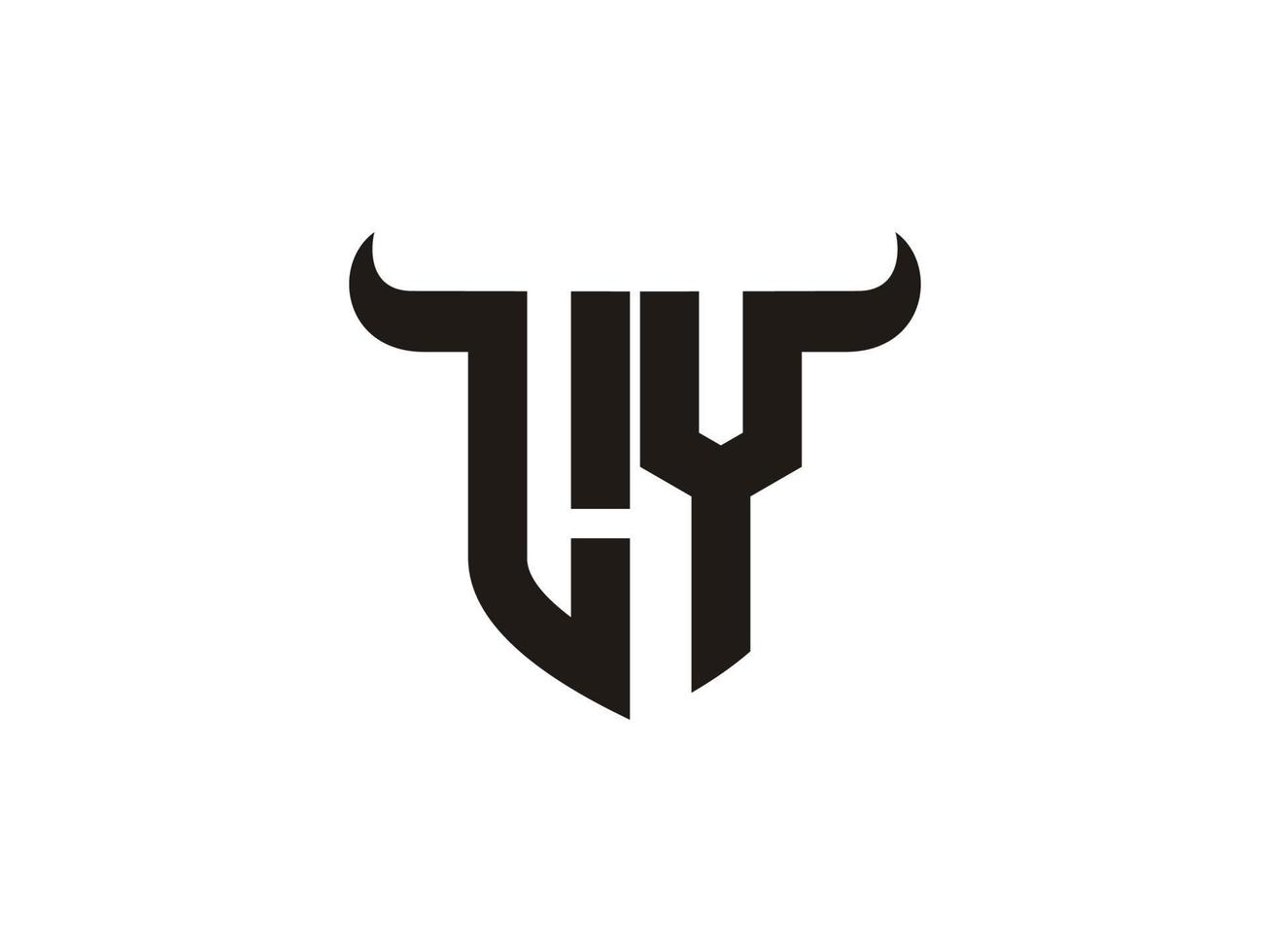 Initial LY Bull Logo Design. vector