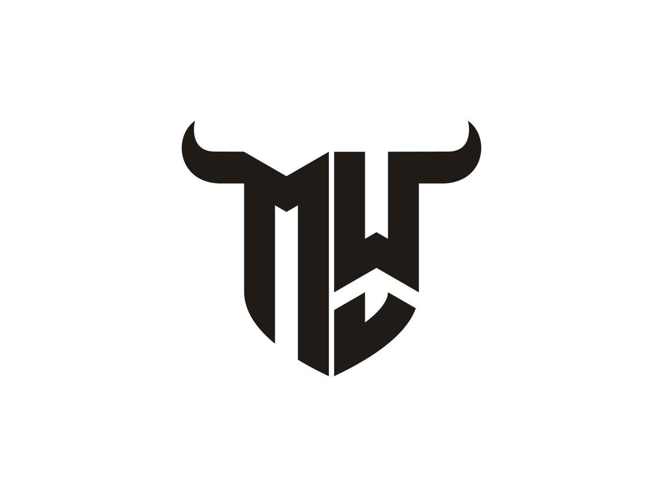 Initial MW Bull Logo Design. vector