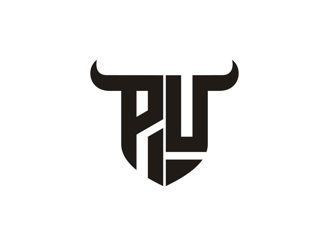 Initial PU Bull Logo Design. vector