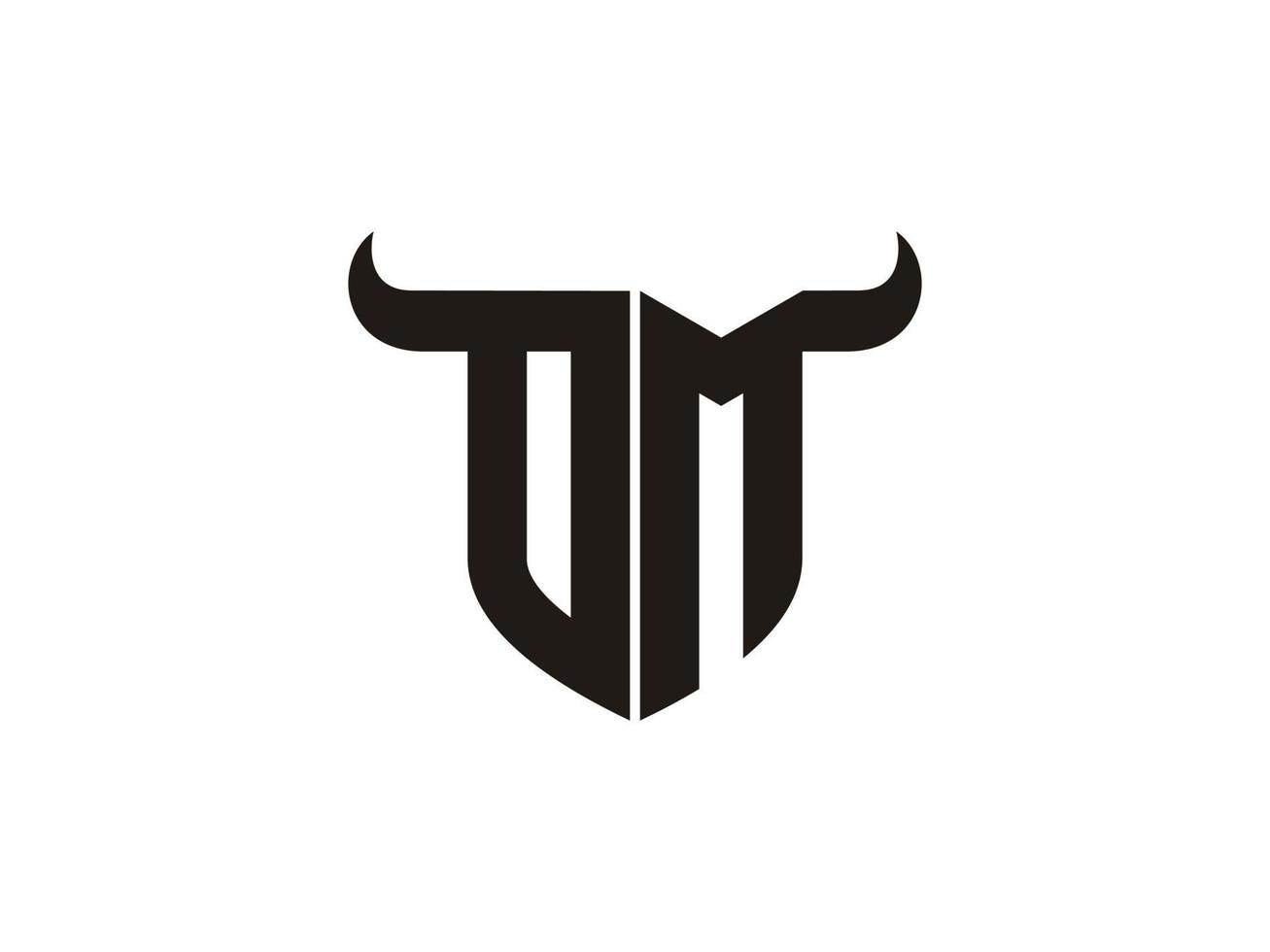 Initial OM Bull Logo Design. vector