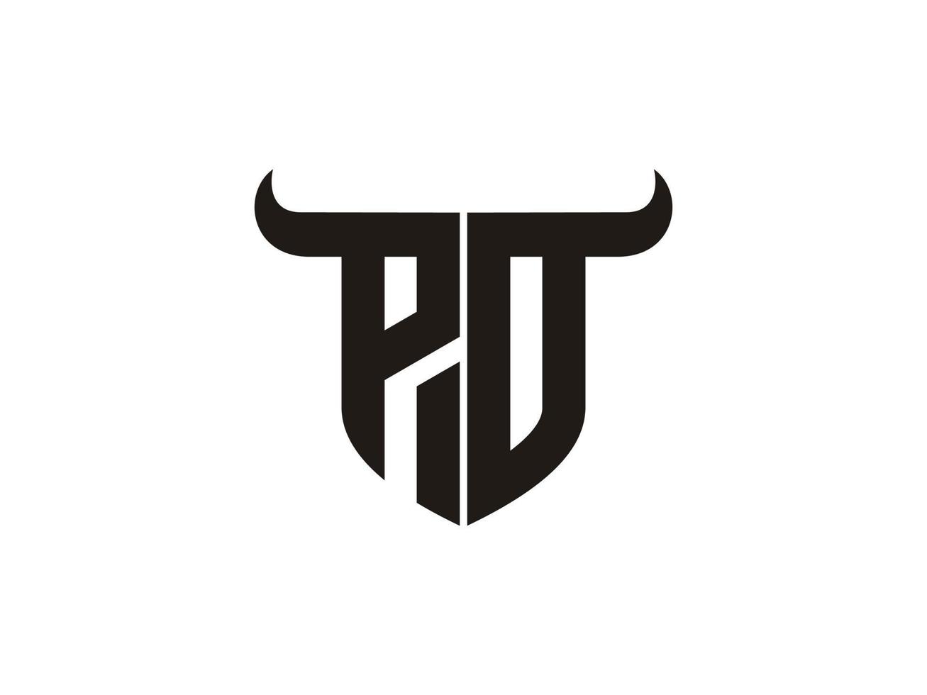 Initial PO Bull Logo Design. vector