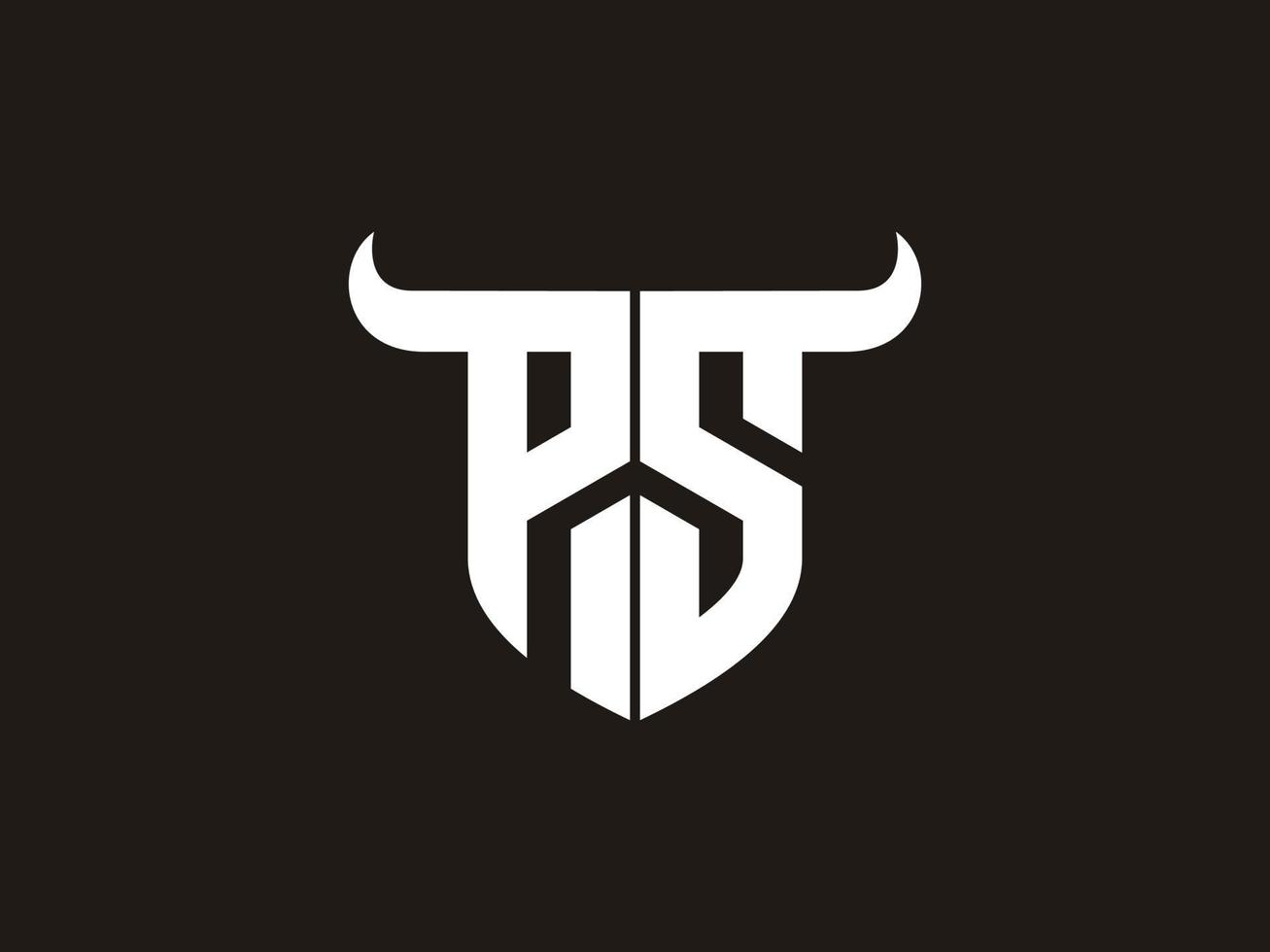 diseño inicial del logo del toro ps. vector