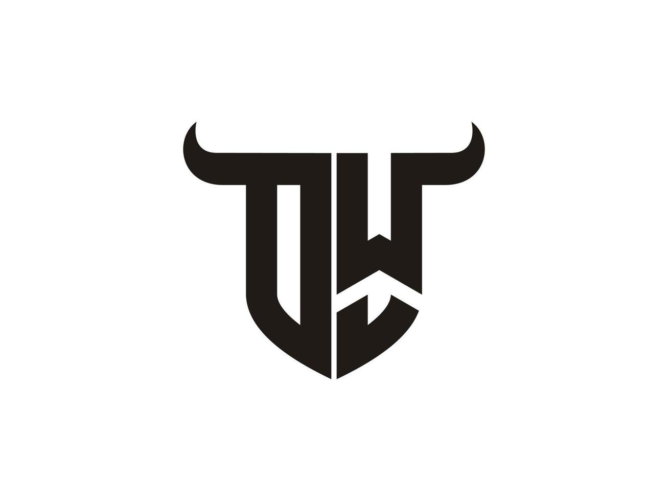 Initial OW Bull Logo Design. vector