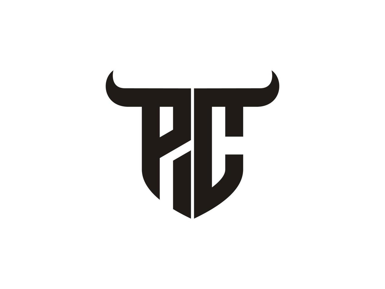 Initial PC Bull Logo Design. vector