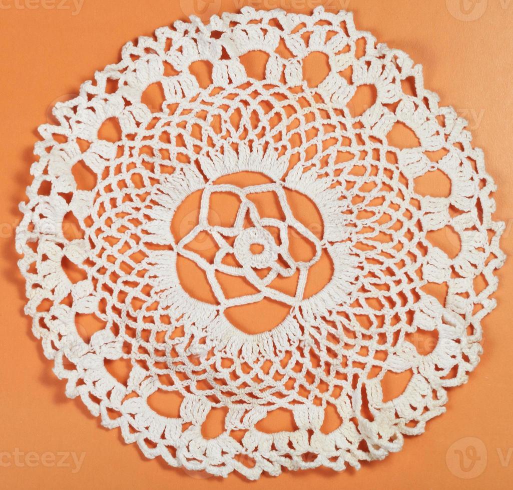 embroidered crochet lace flower ornament placemat photo