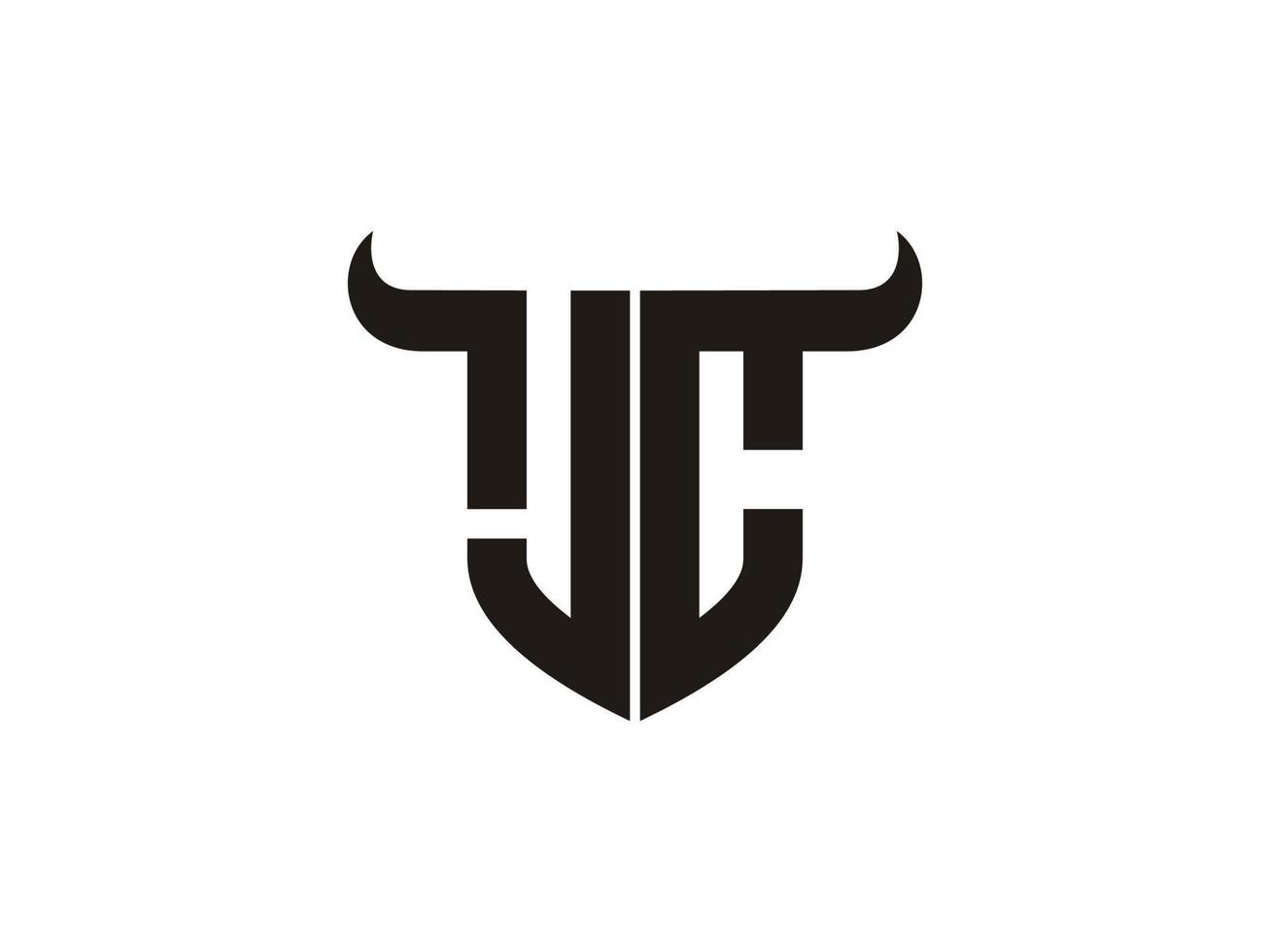 Initial JC Bull Logo Design. vector