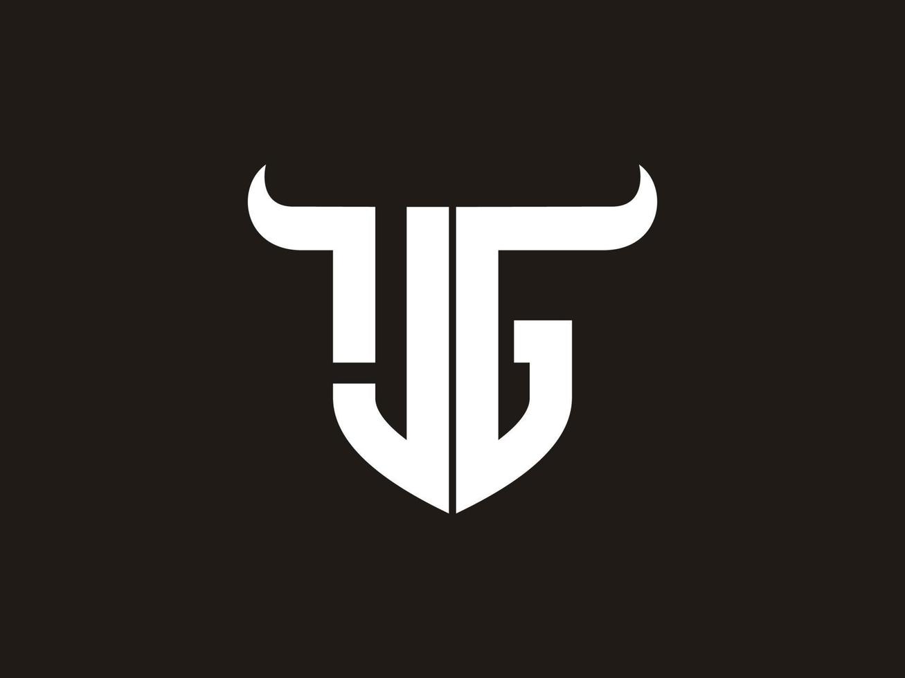 Initial JG Bull Logo Design. vector