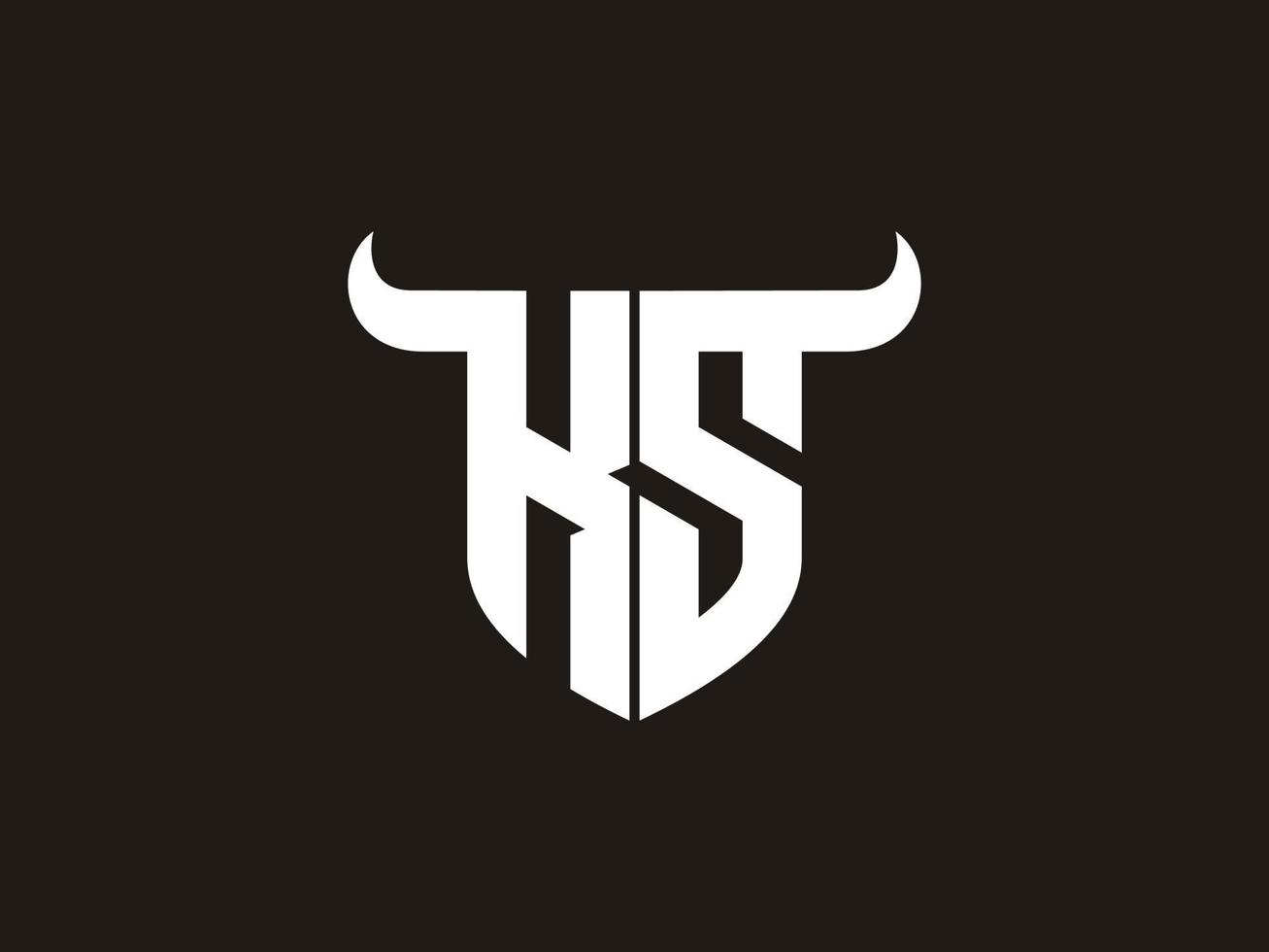 Initial KS Bull Logo Design. vector