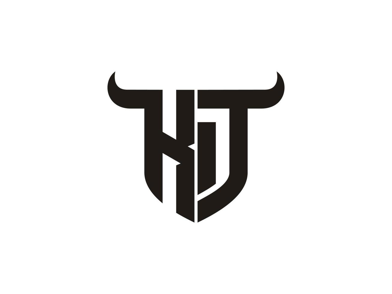 Initial KT Bull Logo Design. vector