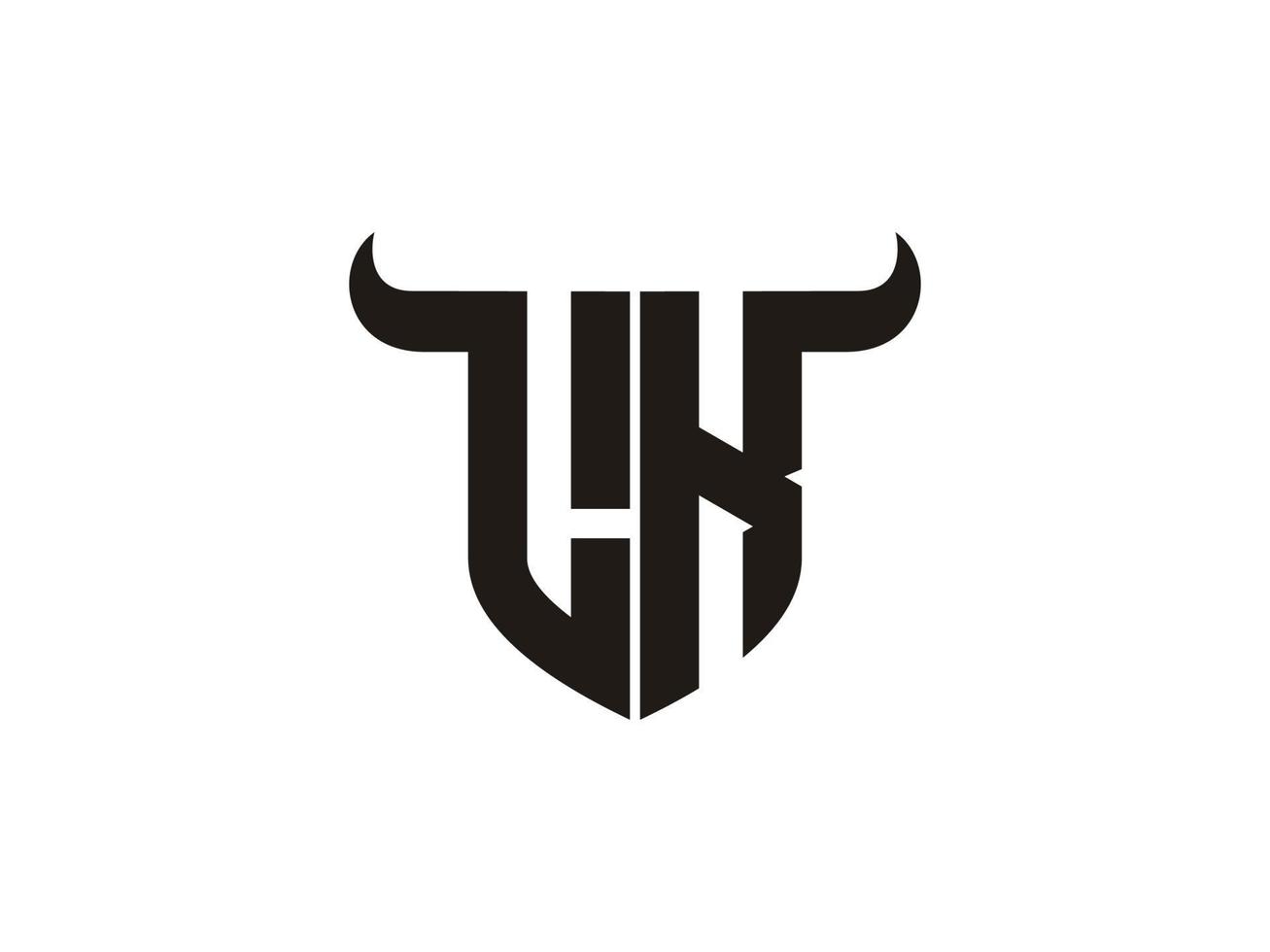 Initial LK Bull Logo Design. vector