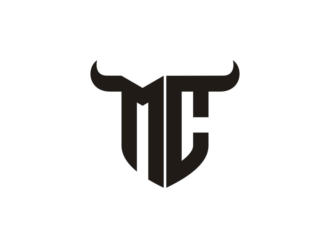 Initial MC Bull Logo Design. vector