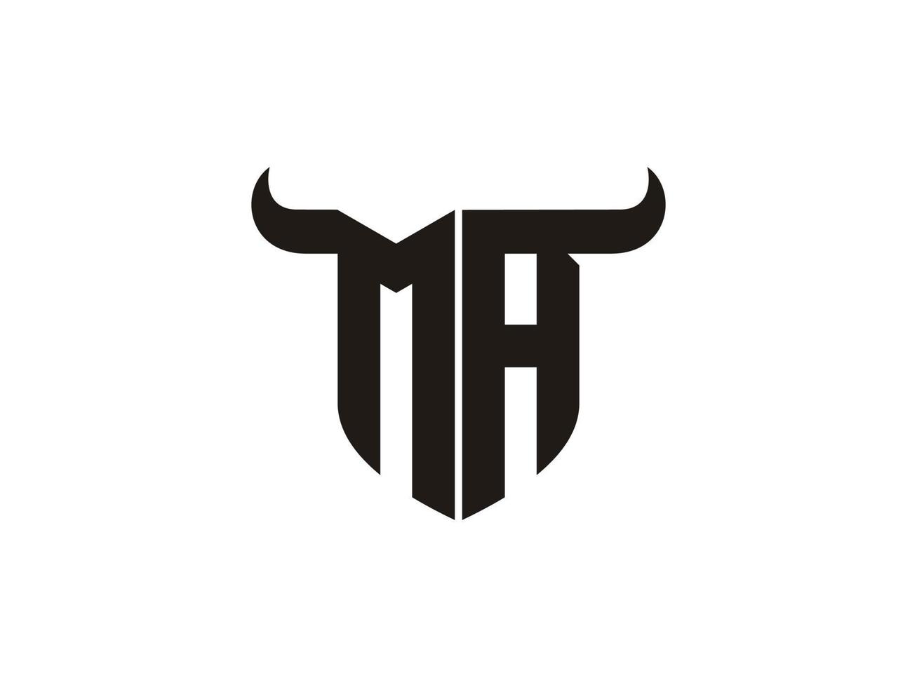 Initial MA Bull Logo Design. vector