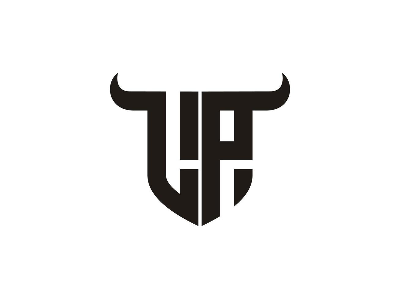 Initial LP Bull Logo Design. vector