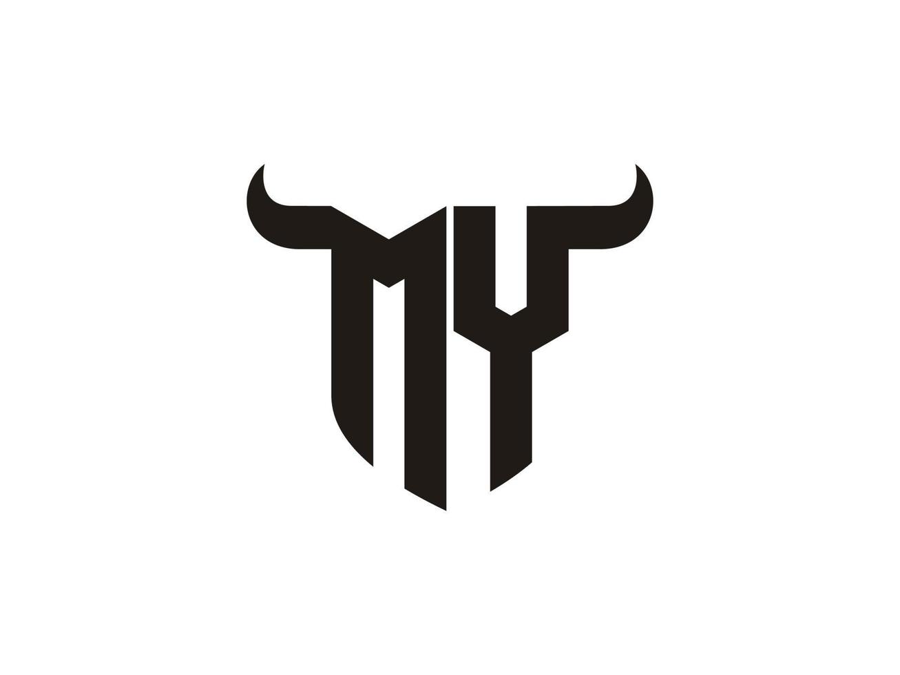 Initial MY Bull Logo Design. vector