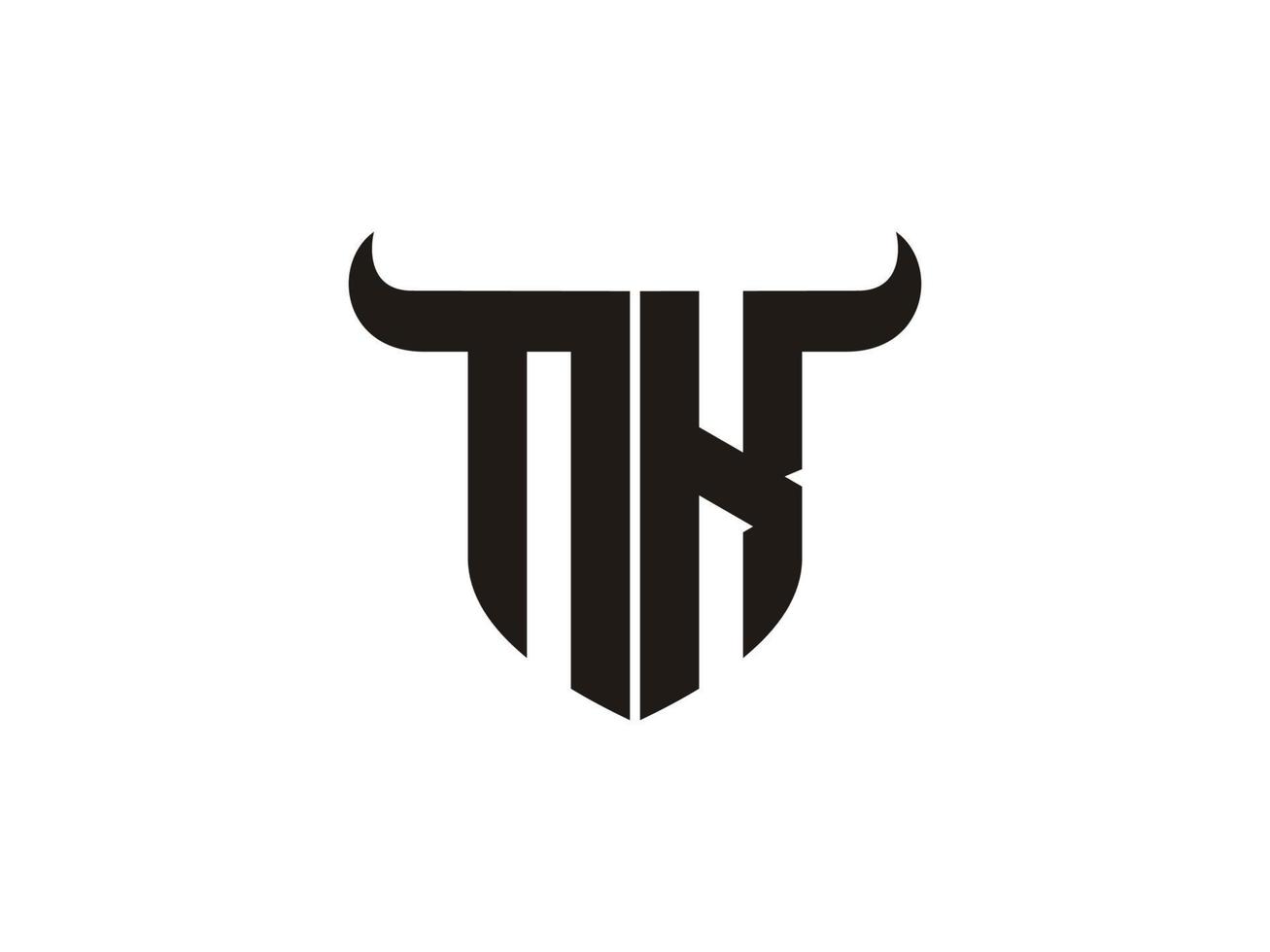 Initial NK Bull Logo Design. vector