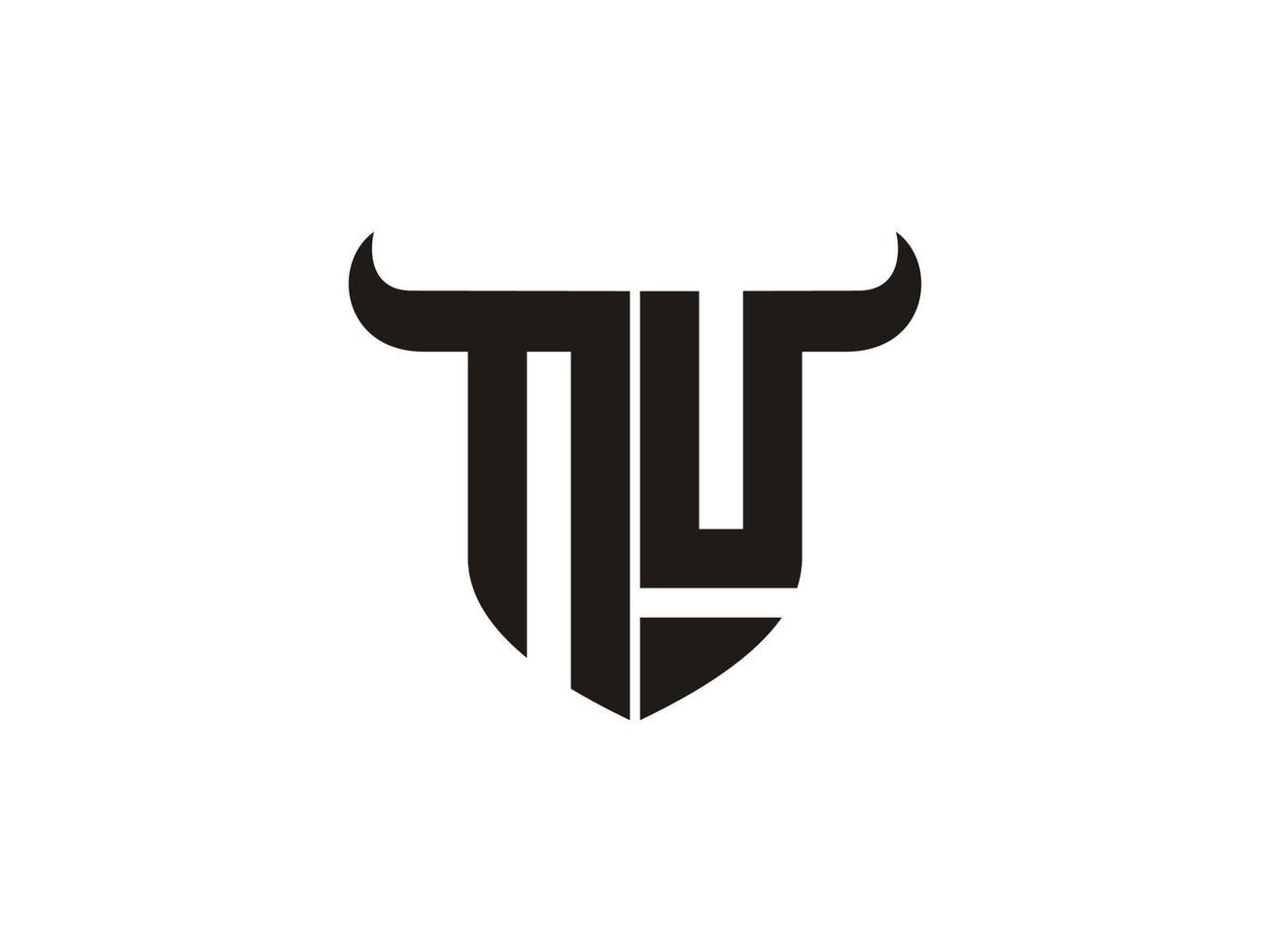 Initial NU Bull Logo Design. vector