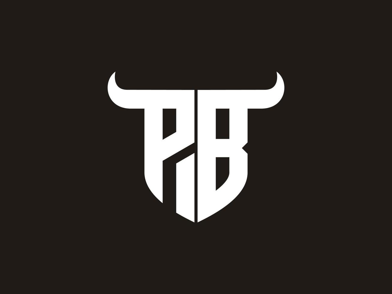Initial PB Bull Logo Design. vector