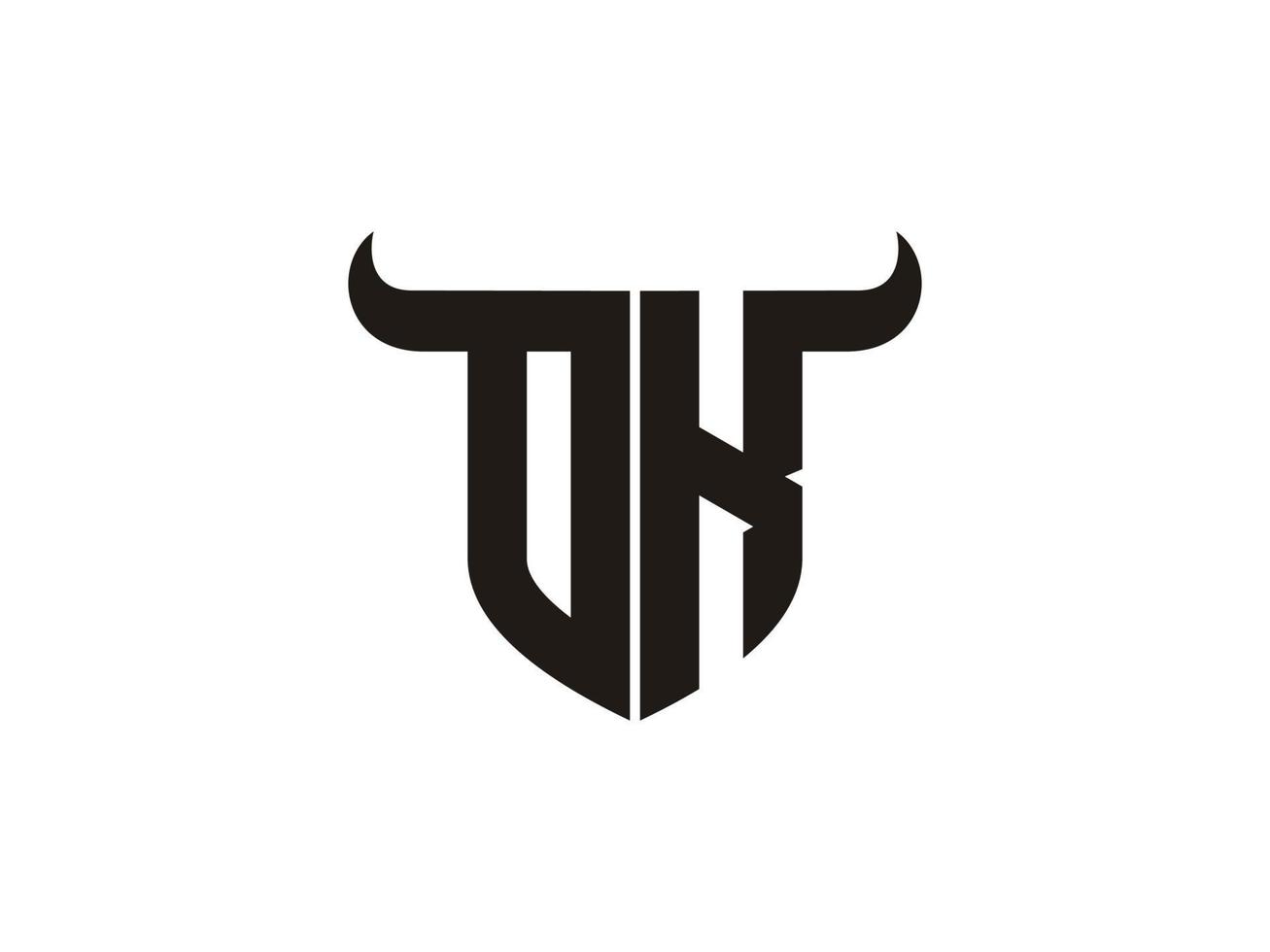Initial OK Bull Logo Design. vector